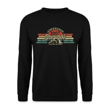Jahrgang 2007 Geburtstag Retro - Unisex Pullover - Schwarz - Vorne - Alina (178cm) & Michal (187cm)