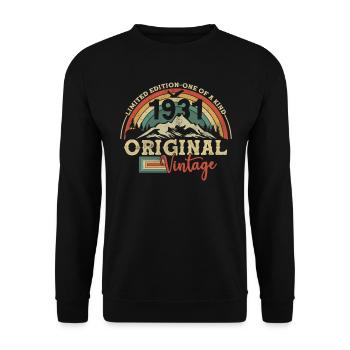 Birthday 1931 Vintage Retro - Unisex Sweatshirt - black - Front - Alina (178cm) & Michal (187cm)