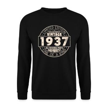 Vintage Geburtstagsgeschenk 1937 - Unisex Pullover - Schwarz - Vorne - Alina (178cm) & Michal (187cm)
