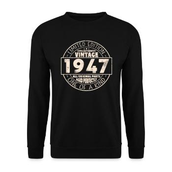 Vintage 1947 Cadeau d’anniversaire - Sweat-shirt Unisexe - noir - Devant - Alina (178cm) & Michal (187cm)