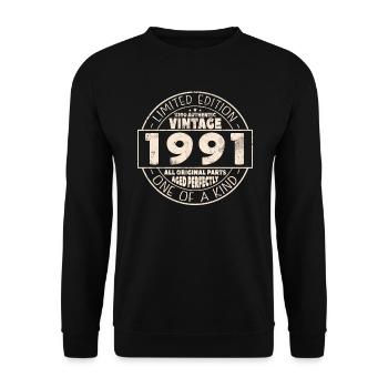 Birthday Gift Vintage 1991 32/33 years - Unisex Sweatshirt - black - Front - Alina (178cm) & Michal (187cm)