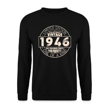 Cadeau d’anniversaire Vintage 1946 - Sweat-shirt Unisexe - noir - Devant - Alina (178cm) & Michal (187cm)
