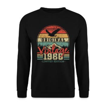Orig. 1986 37/38 J. Vintage Birthday Retro - Unisex Sweatshirt - black - Front - Alina (178cm) & Michal (187cm)