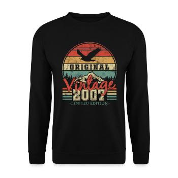 Original 2007 Vintage Anniversaire Rétro - Sweat-shirt Unisexe - noir - Devant - Alina (178cm) & Michal (187cm)