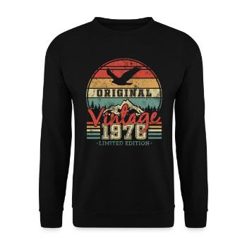 Original 1976 Geburtstag Vintage - Unisex Pullover - Schwarz - Vorne - Alina (178cm) & Michal (187cm)