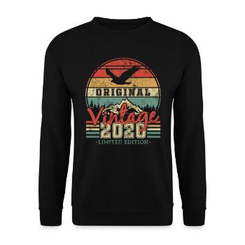 Original 2020 Vintage Birthday - Unisex Sweatshirt - black - Front - Alina (178cm) & Michal (187cm)