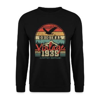 Original Vintage 1939 84/85 Ans - Unisex Sweatshirt - black - Front - Alina (178cm) & Michal (187cm)