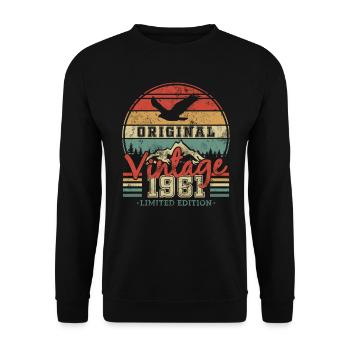 Original Vintage 1961 62/63 Ans - Unisex Sweatshirt - black - Front - Alina (178cm) & Michal (187cm)
