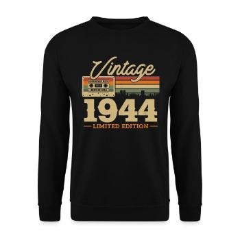 1944 - 79/80 ans Anniversaire - Unisex Sweatshirt - black - Front - Alina (178cm) & Michal (187cm)