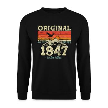 Birthday present 1947 76/77 years - Unisex Sweatshirt - black - Front - Alina (178cm) & Michal (187cm)