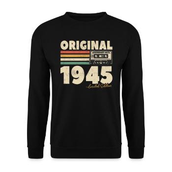 Cadeau millésime 1945, 78/79 ans - Sweat-shirt Unisexe - noir - Devant - Alina (178cm) & Michal (187cm)