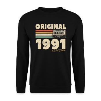 Vintage 1991 Gift - Unisex Sweatshirt - black - Front - Alina (178cm) & Michal (187cm)