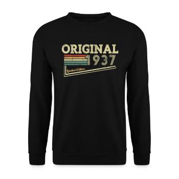 Cadeau d’anniversaire vintage 1937 - Sweat-shirt Unisexe - noir - Devant - Alina (178cm) & Michal (187cm)