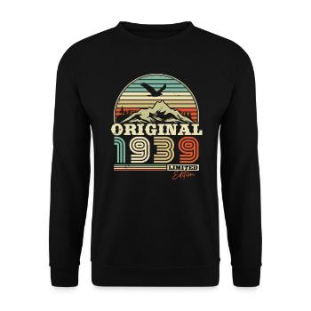 Cadeau d’anniversaire vintage et rétro 1939 - Sweat-shirt Unisexe - noir - Devant - Alina (178cm) & Michal (187cm)
