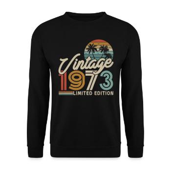 Original 1973 Jahrgang Vintage Geburtstag Retro - Unisex Pullover - Schwarz - Vorne - Alina (178cm) & Michal (187cm)