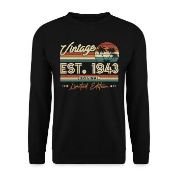 Jahrgang Geburtstag 80 Jahre 1943 - Unisex Pullover - Schwarz - Vorne - Alina (178cm) & Michal (187cm)