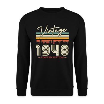 Vintage 1948 Gift 75/76th Birthday - Unisex Sweatshirt - black - Front - Alina (178cm) & Michal (187cm)