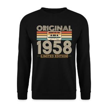 Cadeau d’anniversaire original 1958, 65/66 ans - Sweat-shirt Unisexe - noir - Devant - Alina (178cm) & Michal (187cm)