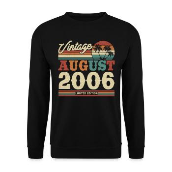 Vintage Geburtstagsgeschenk August 2006 - Unisex Pullover - Schwarz - Vorne - Alina (178cm) & Michal (187cm)