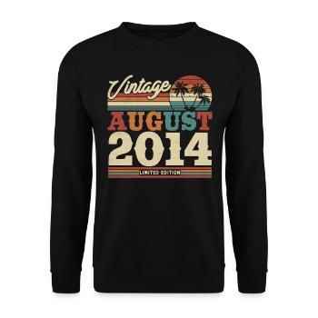 Cadeau d’anniversaire vintage 2014, 9-10 ans - Sweat-shirt Unisexe - noir - Devant - Alina (178cm) & Michal (187cm)