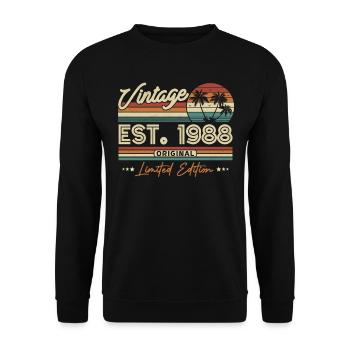 Cadeau Vintage 1988, 35/36 ans - Sweat-shirt Unisexe - noir - Devant - Alina (178cm) & Michal (187cm)