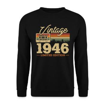 Cadeau d’anniversaire vintage 1946 77/78 J. - Sweat-shirt Unisexe - noir - Devant - Alina (178cm) & Michal (187cm)