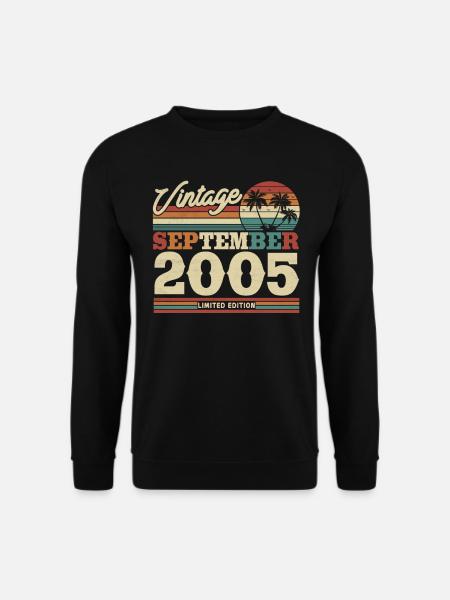 Vintage Geburtstagsgeschenk Sep. 2005 18/19 J. - Unisex Pullover - Schwarz