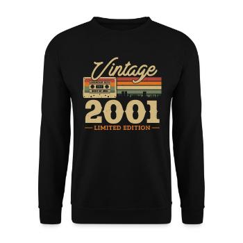 Vintage Geburtstagsgeschenk 2001 - Unisex Pullover - Schwarz - Vorne - Alina (178cm) & Michal (187cm)