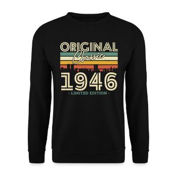 Vintage Geburtstagsgeschenk 1946 Klassisch - Unisex Pullover - Schwarz - Vorne - Alina (178cm) & Michal (187cm)