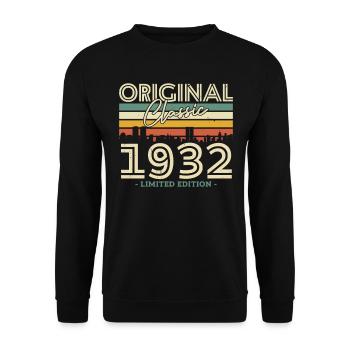 Vintage Birthday Gift 1932 - 91/92 Years - Unisex Sweatshirt - black - Front - Alina (178cm) & Michal (187cm)