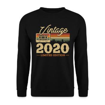 Cadeau d’anniversaire vintage 2020 - 3/4 ans - Sweat-shirt Unisexe - noir - Devant - Alina (178cm) & Michal (187cm)