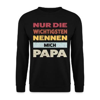 Papa Familie Vater Geschenk - Unisex Pullover - Schwarz - Vorne - Alina (178cm) & Michal (187cm)