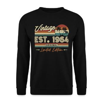 Vintage 1964 Geburtstagsgeschenk - Unisex Pullover - Schwarz - Vorne - Alina (178cm) & Michal (187cm)