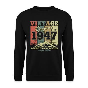 Original 1947 Vintage Birthday Year - Unisex Sweatshirt - black - Front - Alina (178cm) & Michal (187cm)