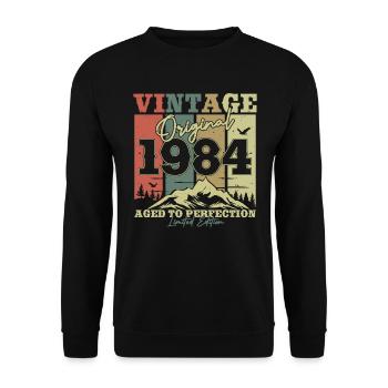 Original 1984 Vintage Birthday Retro - Unisex Sweatshirt - black - Front - Alina (178cm) & Michal (187cm)