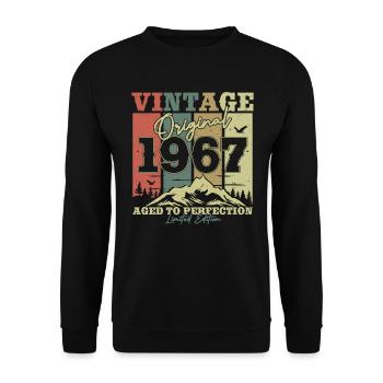 À l’origine 1967 Vintage Birthday Retro - Sweat-shirt Unisexe - noir - Devant - Alina (178cm) & Michal (187cm)