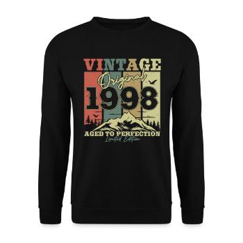 Vintage 1998 Geburtstagsgeschenk - Unisex Pullover - Schwarz - Vorne - Alina (178cm) & Michal (187cm)