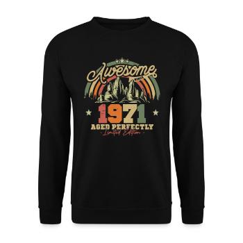 Vintage 1971 Geburtstagsgeschenk - Unisex Pullover - Schwarz - Vorne - Alina (178cm) & Michal (187cm)
