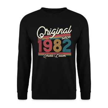 Vintage 1982 Cadeau d’anniversaire - Sweat-shirt Unisexe - noir - Devant - Alina (178cm) & Michal (187cm)