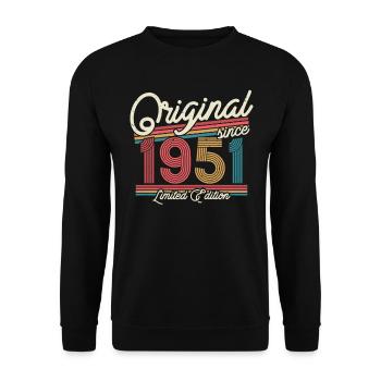 Cadeau d’anniversaire vintage 1951 - Sweat-shirt Unisexe - noir - Devant - Alina (178cm) & Michal (187cm)
