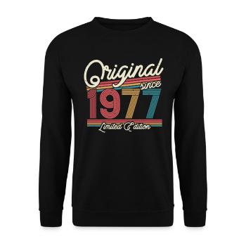 Gift 46/47 J. Né en 1977 - Sweat-shirt Unisexe - noir - Devant - Alina (178cm) & Michal (187cm)