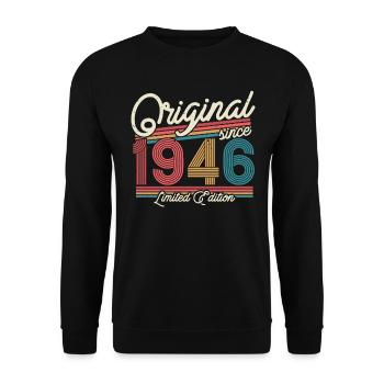 Geburtstags-Geschenk 1946 77/78 J. - Unisex Sweatshirt - black - Front - Alina (178cm) & Michal (187cm)