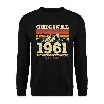 Vintage 1961 Birthday Gift - Unisex Sweatshirt - black - Front - Alina (178cm) & Michal (187cm)