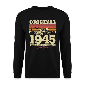 Cadeau 1945 Millésime 78/79 ans - Sweat-shirt Unisexe - noir - Devant - Alina (178cm) & Michal (187cm)