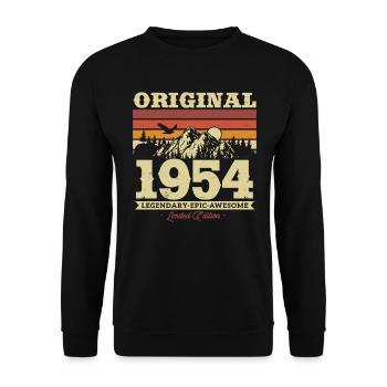 Vintage 1954 Cadeau d’anniversaire - Sweat-shirt Unisexe - noir - Devant - Alina (178cm) & Michal (187cm)