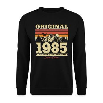 Vintage 1985 Birthday Gift - Unisex Sweatshirt - black - Front - Alina (178cm) & Michal (187cm)