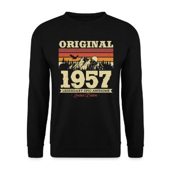 Vintage 1957 Cadeau d’anniversaire - Sweat-shirt Unisexe - noir - Devant - Alina (178cm) & Michal (187cm)