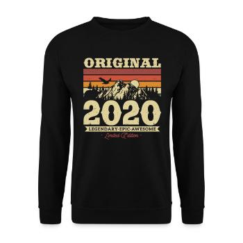 Cadeau d’anniversaire vintage 2020 3/4 ans - Sweat-shirt Unisexe - noir - Devant - Alina (178cm) & Michal (187cm)