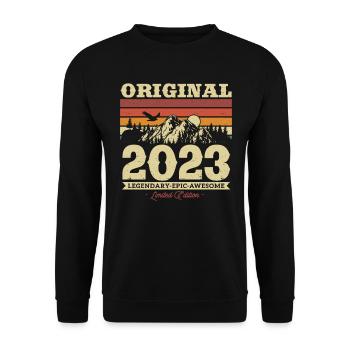Vintage Geburtstagsgeschenk 2023 - Unisex Pullover - Schwarz - Vorne - Alina (178cm) & Michal (187cm)
