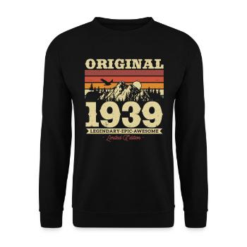 Cadeau d’anniversaire vintage 1939 84/85 ans - Sweat-shirt Unisexe - noir - Devant - Alina (178cm) & Michal (187cm)